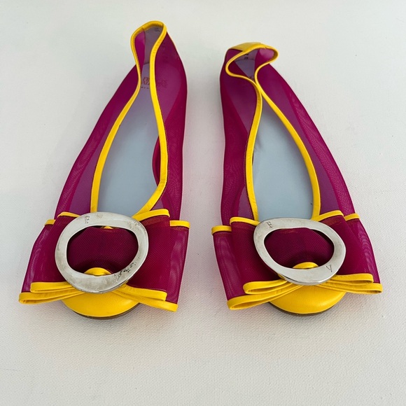Frances Valentine Shoes - Frances Valentine Purple Mesh with Yellow Nappa Leather and Silver Accents